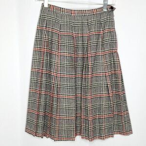 Vtg Wool Plaid Pleated Skirt XS Fringe Blue Red Green School Girl
